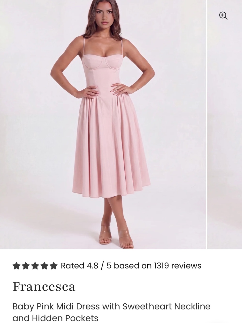 Francesca's Collections Blush Pink Fit-and-Flare Midi Dress